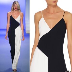 Cushnie Et Ochs Colorblock Jumpsuit Wide Leg Sleeveless White/Black Size 4